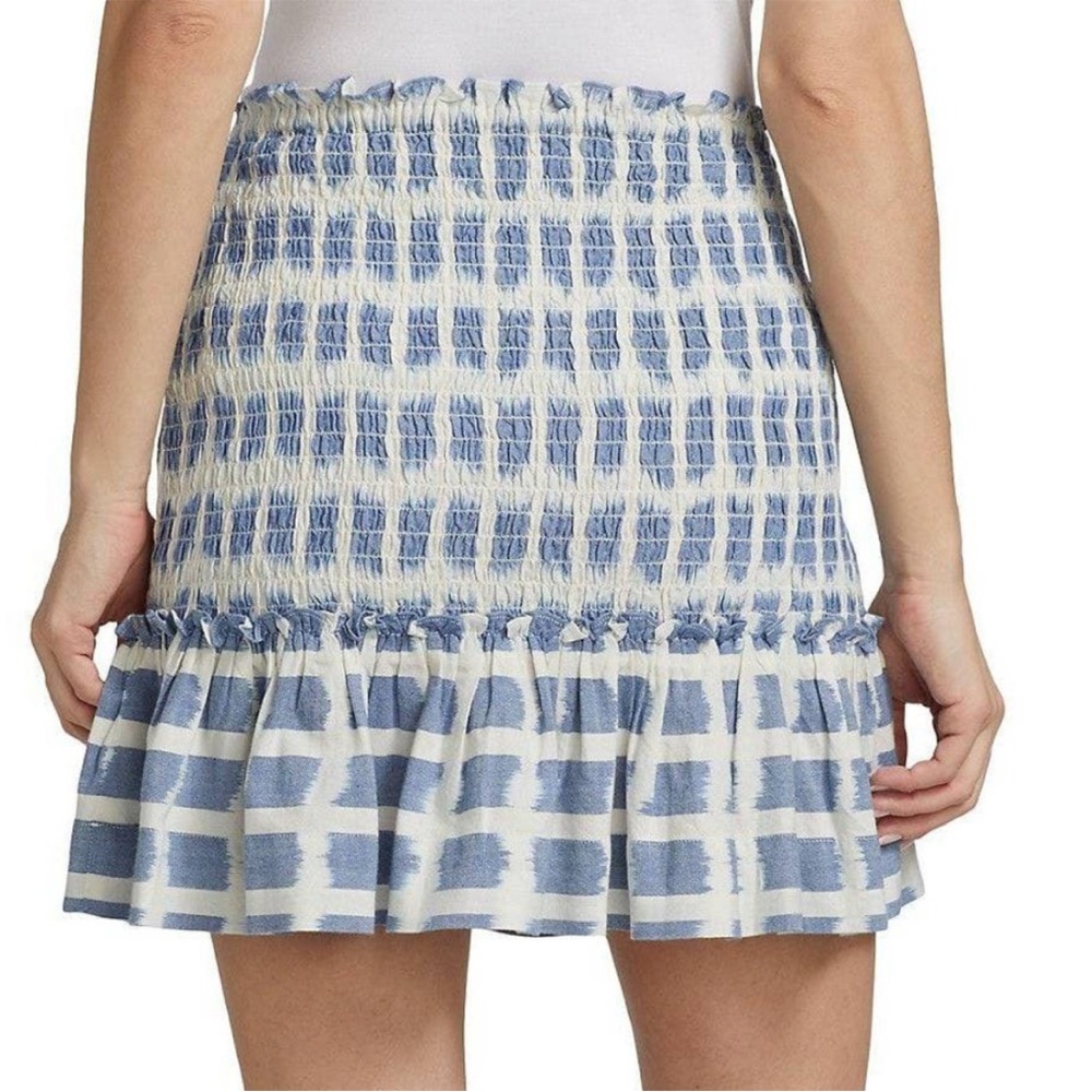 Veronica Beard Women's Blue Aloya Smocked Mini Skirt Size small New Without Tags - Picture 2 of 5